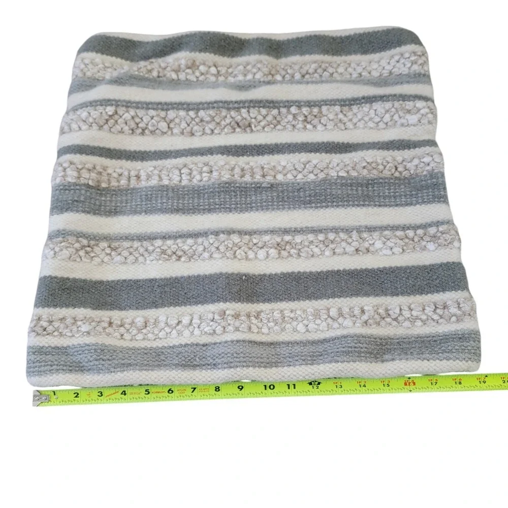 Magnolia‎ Home Pillow Cover 20 x 20 Neutral Striped Nubby Woven Textured Boho
